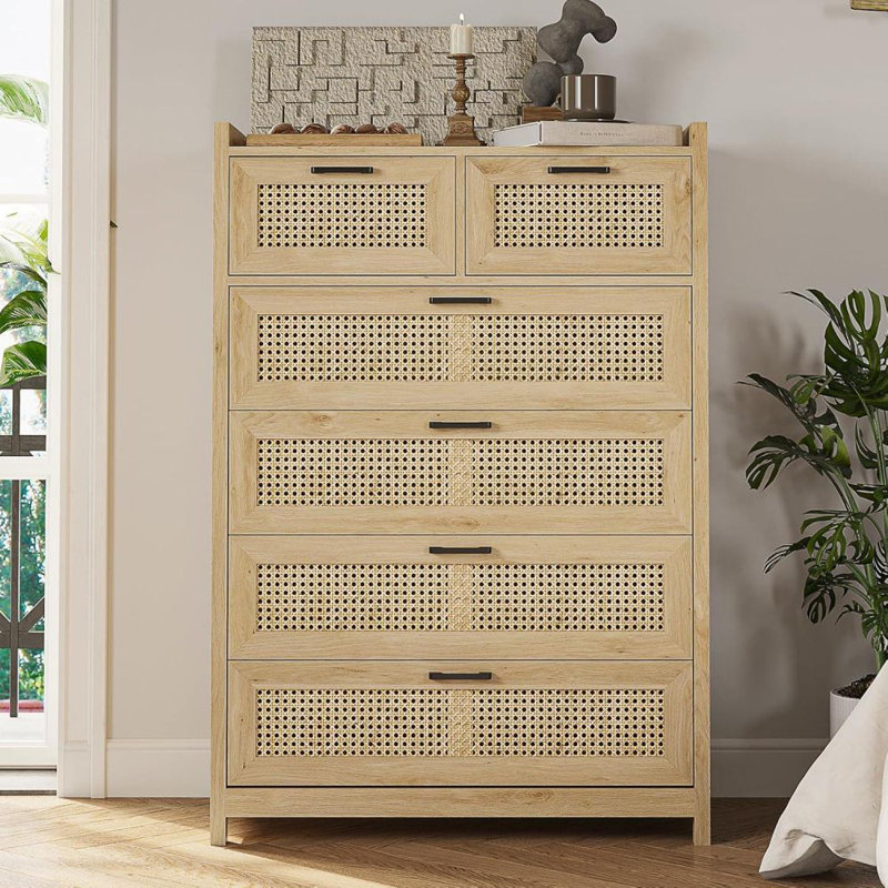 Bay Isle Home™ 6 Rattan Drawer Dresser for Bedroom | Wayfair